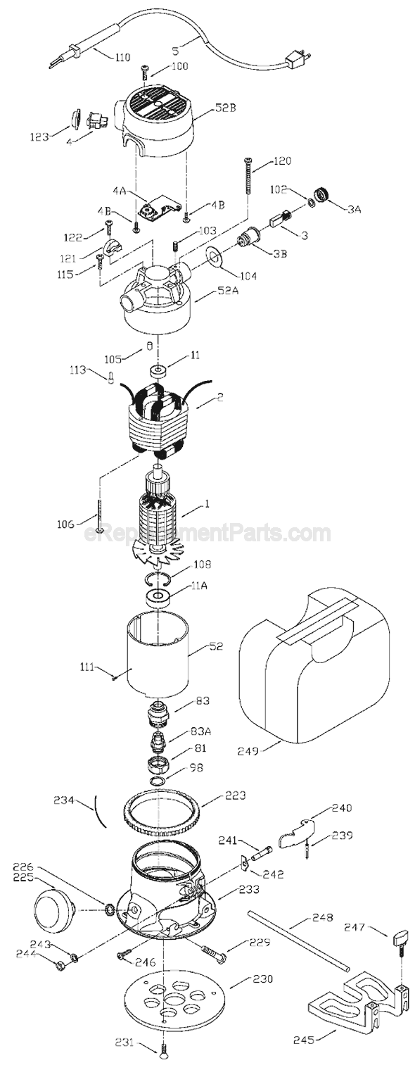 Page A Diagram and Parts List for 690LR  Porter Cable Router